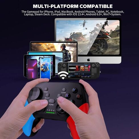 arVin Game Controller for iPhone/iOS/Android/PC/Steam Deck with Phone Holder, Turbo, Wireless Gamepad Joystick for iPhone 15/14/13/iPad/MacBook/Samsung Galaxy/Tablet, Call of Duty, Apex -Direct Play in Kuwait