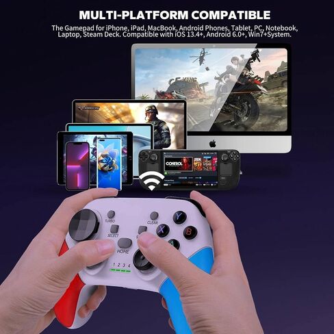 arVin Game Controller for iPhone/iOS/Android/PC/Steam Deck with Phone Holder, Turbo, Wireless Gamepad Joystick for iPhone 15/14/13/iPad/MacBook/Samsung Galaxy/Tablet, Call of Duty, Apex -Direct Play in Kuwait