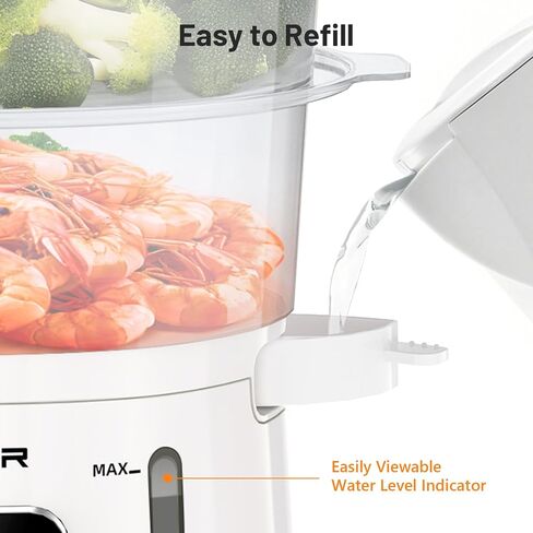 13.7QT Electric Food Steamer for Cooking, Vegetable Steamer with 3 Tiers BPA-Free Baskets, Digital Steamer with Appointment, 800W Fast Cooking, Ideal for Veggies Seafood Rice Black in Saudi Arabia
