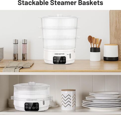 13.7QT Electric Food Steamer for Cooking, Vegetable Steamer with 3 Tiers BPA-Free Baskets, Digital Steamer with Appointment, 800W Fast Cooking, Ideal for Veggies Seafood Rice Black in Saudi Arabia