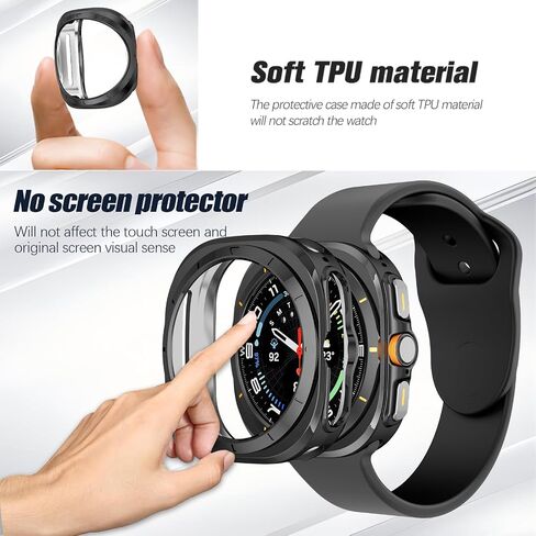 CASE متوافق مع Samsung Galaxy Watch Ultra 47mm Case Soft TPU غطاء الوجه الواقي الواقي لملحقات Galaxy Watch 47 مم (أحمر ، Ultra-47mm) in Kuwait