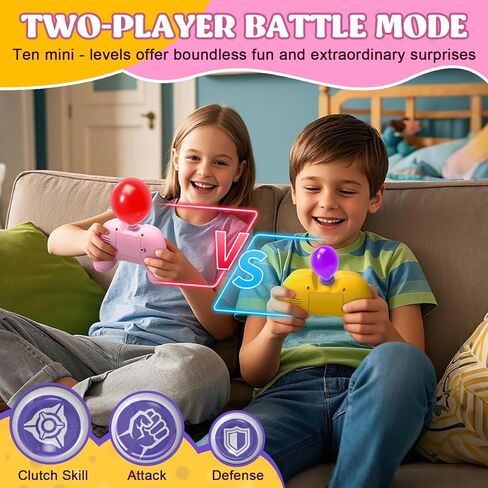 Handheld Speed Pushing Game Machine with Balloons 2-Player Fidget Game Light Up Quick Push Games Fast Push Puzzle Games Console for 6 7 8 9 10 11 12 Years Old Kids Adults-Pink+Yellow in Kuwait