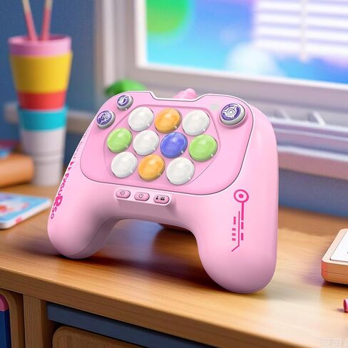 Handheld Speed Pushing Game Machine with Balloons 2-Player Fidget Game Light Up Quick Push Games Fast Push Puzzle Games Console for 6 7 8 9 10 11 12 Years Old Kids Adults-Pink+Yellow in Kuwait