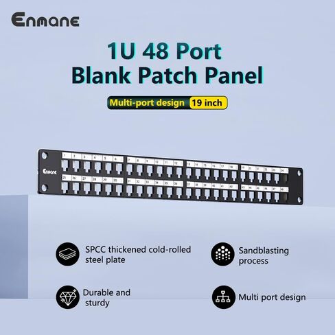 48 PORTPRAY BLANK KEYSTONE PATCH PANCE Rackmount & Wall Mount 1U 19 بوصة لوحة تصحيح RJ45 Keystone Patch Plant لشبكة Gigabit in Kuwait