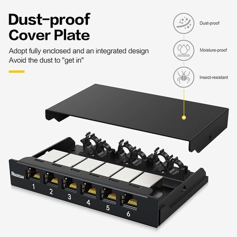 Patch Panel 6 Port 0.5U with 6pcs CAT6A Coupler Keystone STP Cat6 Network Patch Panel 10G No Punch Down Time-Saver Ethernet Rj45 Patch Panel (with Cat6a Kestone Jack Shielded) in Kuwait