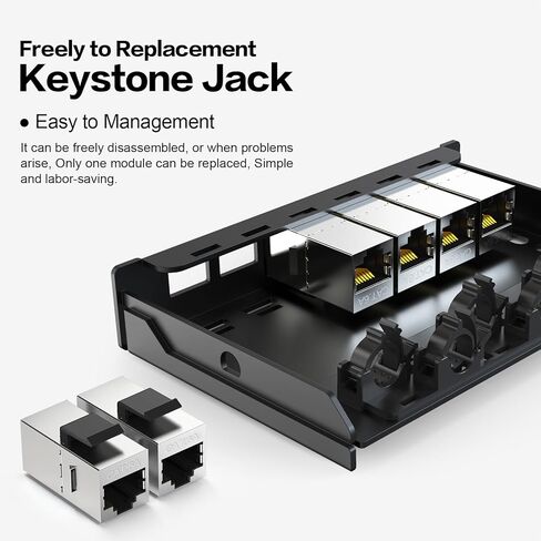 Patch Panel 6 Port 0.5U with 6pcs CAT6A Coupler Keystone STP Cat6 Network Patch Panel 10G No Punch Down Time-Saver Ethernet Rj45 Patch Panel (with Cat6a Kestone Jack Shielded) in Kuwait