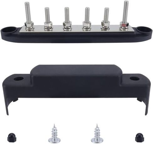 كتلة توزيع طاقة الحافلة 12V 250A ، 6 × 5/16 "(M8) ، كتلة بطارية بحرية 12 فولت مع غطاء - اتصالات سلبية وإيجابية （الأحمر in Saudi Arabia