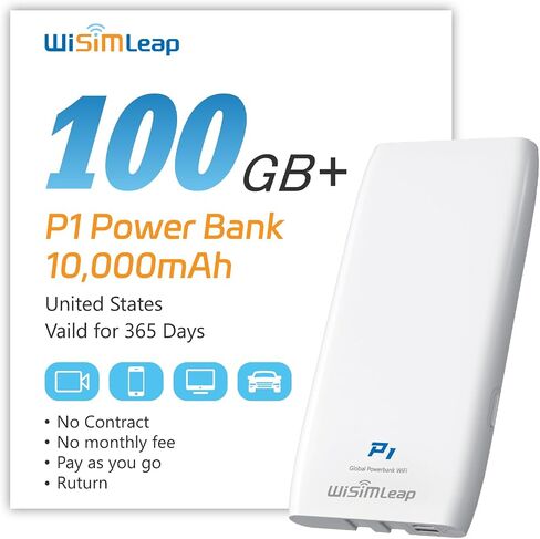 Mobile Hotspot Device with Power Charger for Global Travel 4G Router with 10000mAh Charging Battery No Roaming fee Built-in SIM Card Travel Portable Wifi Hotspot Power Bank Mobile WiFi 20GB for USA in Saudi Arabia
