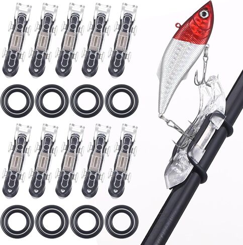 10 Pcs Hook Keeper for Fishing Rod Magnetic Fishing Hook Keeper Fishing Bait Holder with 2 Sizes Rubber Rings for Fishing Hook Holder Quick Installation in Saudi Arabia