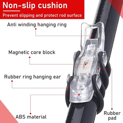 10 Pcs Hook Keeper for Fishing Rod Magnetic Fishing Hook Keeper Fishing Bait Holder with 2 Sizes Rubber Rings for Fishing Hook Holder Quick Installation in Saudi Arabia
