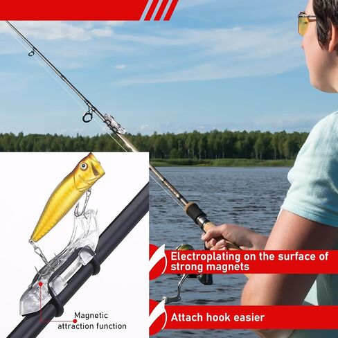 10 Pcs Hook Keeper for Fishing Rod Magnetic Fishing Hook Keeper Fishing Bait Holder with 2 Sizes Rubber Rings for Fishing Hook Holder Quick Installation in Saudi Arabia