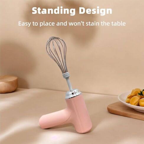 Cordless Hand Mixer, One Touch Off Handheld Electric Whisk with 3 Speed Modes, Hand Held Egg Beater with 2 Detachable Stir Whisks (Pink) in Saudi Arabia