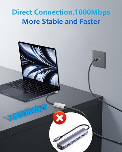 CERRXIAN USB C to 2.5 Gbps Ethernet Cable 6.5 FT, RJ45 LAN to USB C Adapter, Directly Connected Cat Network Cable Converter to Type C Cable Support USB-C Port Laptops in Saudi Arabia