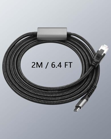 CERRXIAN USB C to 2.5 Gbps Ethernet Cable 6.5 FT, RJ45 LAN to USB C Adapter, Directly Connected Cat Network Cable Converter to Type C Cable Support USB-C Port Laptops in Kuwait