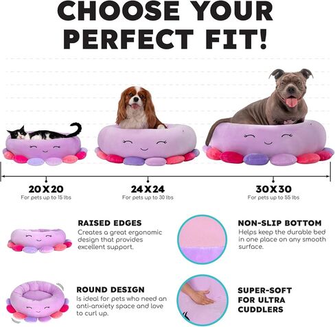 سرير Squishmallow الأصلي مقاس 24 بوصة للحيوانات الأليفة من Connor The Cow - سرير متوسط ​​الحجم من القطيفة الرسمية فائقة النعومة للحيوانات الأليفة من Jazwares in Saudi Arabia