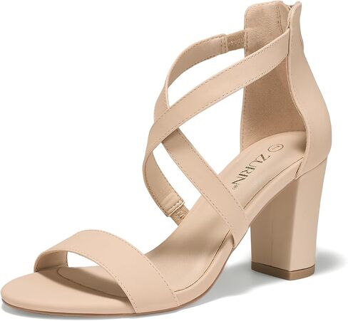 ZURIN Women's Strappy Block Heels Chunky High Heeled Sandals Dress Shoes | Open Toe Comfortable , Ankle Strap Back Zipper, Wedding Formal Summer Prom Evening Party in Saudi Arabia