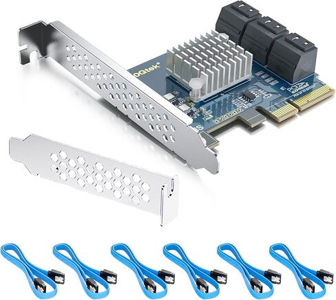 H! Fiber 6 Port PCIE SATA بطاقة مع 6 كابلات SATA ، بطاقة توسيع 6 جيجابت في الثانية SATA3.0 ، X4 ، ASMEDIA ASM1164 ، دعم SSD و HDD ، مع ارتفاع كامل وفرق منخفضة المستوى in Kuwait