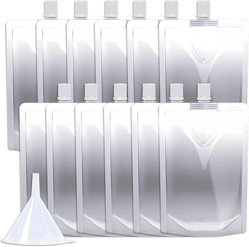 12PCS 8OZ Plastic Flasks, Clear and Reusable Drinking Bags with Funnel for Beverage,Leak-Proof Food Grade Drink Pouches for Travel Outdoor Sports Concert Cruise Events in Saudi Arabia