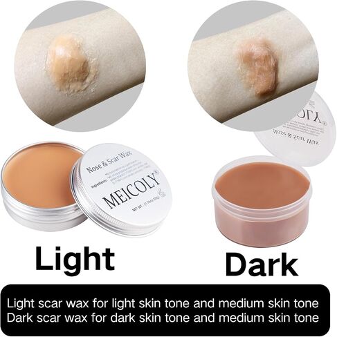 MEICOLY Scar Wax Kit with Spatula,SFX Scar Makeup,Fake Scar Modeling Wax for Realistic Scar,Wound and Cut,Halloween Special Effects Cosplay,Fake Nose Putty Stage FX Makeup,Light,(1.76Oz) in Saudi Arabia