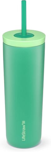 LifeStraw Go Series Tumbler - مرشح مياه مزدوج معزول من الفولاذ المقاوم للصدأ ، Thistle Purple ، مصمم للاستخدام اليومي ، يزيل البكتيريا والطفيليات والبلاستيك الدقيق ، ويحسن الذوق in Saudi Arabia