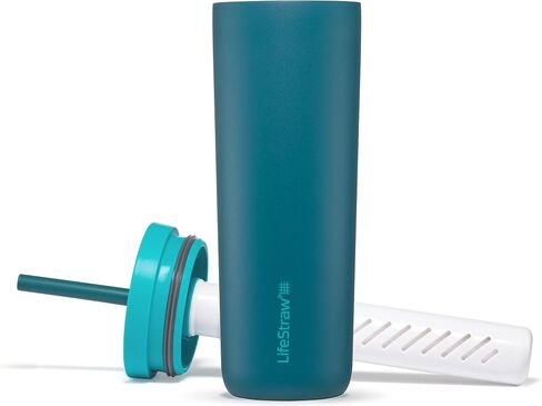 LifeStraw Go Series Tumbler - مرشح مياه مزدوج معزول من الفولاذ المقاوم للصدأ ، Thistle Purple ، مصمم للاستخدام اليومي ، يزيل البكتيريا والطفيليات والبلاستيك الدقيق ، ويحسن الذوق in Saudi Arabia