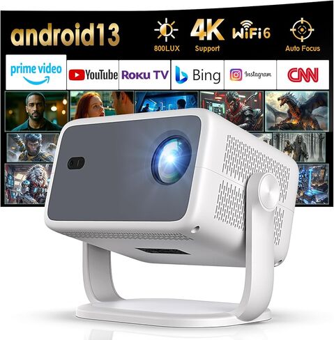 جهاز عرض صغير، جهاز عرض محمول HY300 PRO، يدعم 4K 1080P مع ثنائي النطاق WIFI6 5G لاسلكي 5.0 بلوتوث Android 11، قابل للدوران 180 درجة، تصحيح الانحراف التلقائي، جهاز عرض فيديو بشاشة 40 بوصة - 130 بوصة in Saudi Arabia