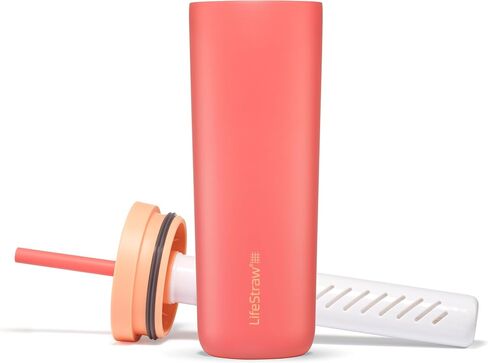 LifeStraw Go Series Tumbler - مرشح مياه مزدوج معزول من الفولاذ المقاوم للصدأ ، Thistle Purple ، مصمم للاستخدام اليومي ، يزيل البكتيريا والطفيليات والبلاستيك الدقيق ، ويحسن الذوق in Saudi Arabia