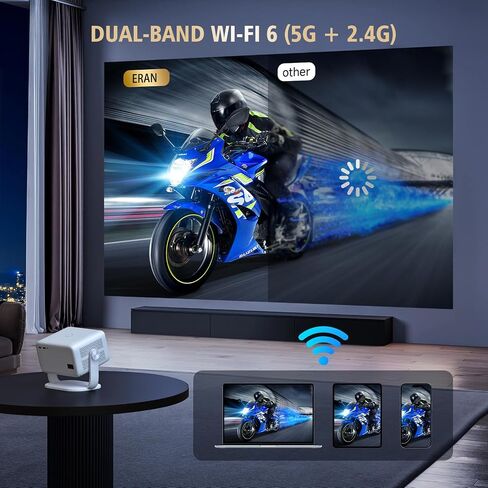 جهاز عرض صغير، جهاز عرض محمول HY300 PRO، يدعم 4K 1080P مع ثنائي النطاق WIFI6 5G لاسلكي 5.0 بلوتوث Android 11، قابل للدوران 180 درجة، تصحيح الانحراف التلقائي، جهاز عرض فيديو بشاشة 40 بوصة - 130 بوصة in Saudi Arabia
