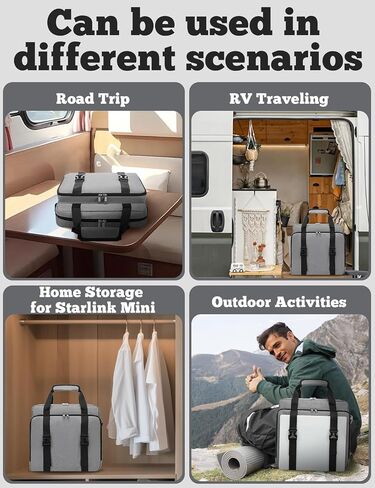 Muzale Starlink Mini Case for Starlink Mini Dish Kit Bag Bag مع أحزمة الكتف مقبض حقيبة حمل محمولة مع بطانة القطن لاكسسوارات كابلات رمادية in Kuwait