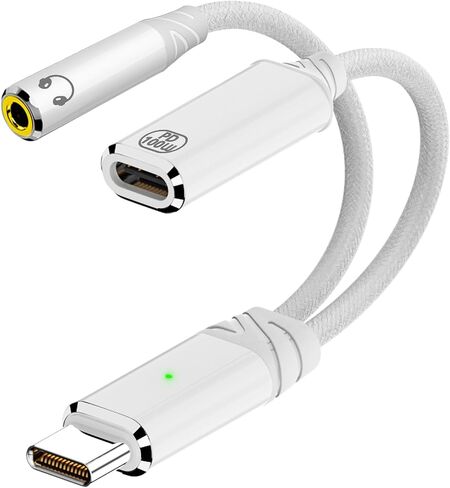 USB C to 3.5mm Headphone Adapter with 100W Fast Charging, 2-in-1 USB Type-C to Aux Audio Jack Cable Cord Compatible with iPhone 16/15 Series, iPad, MacBook and More in Saudi Arabia