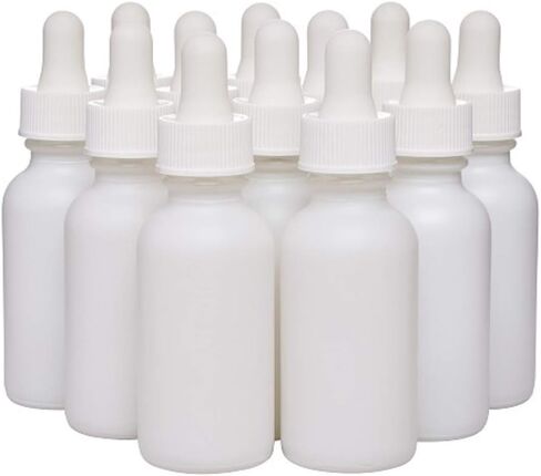 12 Pack Clear Frosted Boston Round Essential Oils Aromatherapy Glass Bottles Jar With Black Bamboo Eye dropper cap, 1oz in Kuwait