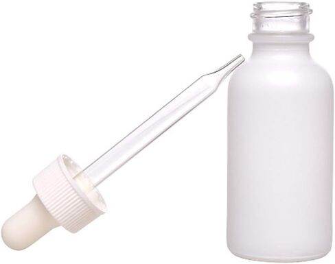 12 Pack Clear Frosted Boston Round Essential Oils Aromatherapy Glass Bottles Jar With Black Bamboo Eye dropper cap, 1oz in Kuwait