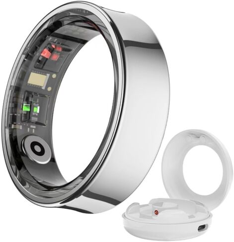 Smart Ring Health Ring - Smart Rings for Women Men, Fitness Tracker Ring, Sleep Tracker Ring Compatible with iOS/Android Activity (Black Gold, 9) in Saudi Arabia