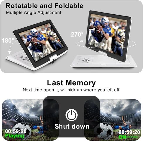 17.9" Portable DVD Player with 15.6’’ Large HD Screen, 6Hrs Play, DVD Player Portable with Dual Speaker, Last Memory, Support SYNC TV/USB/SD Card, Play All Discs Format Except Blu-ray, Purple in Kuwait