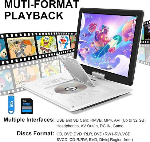 17.9" Portable DVD Player with 15.6’’ Large HD Screen, 6Hrs Play, DVD Player Portable with Dual Speaker, Last Memory, Support SYNC TV/USB/SD Card, Play All Discs Format Except Blu-ray, Purple in Kuwait