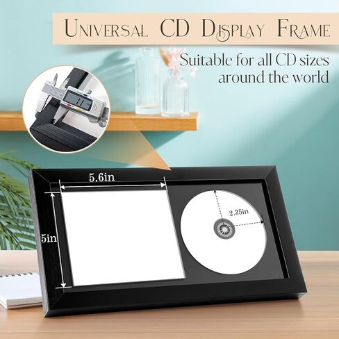 2 Pcs CD Display, 13.7" x 7.5" Polystyrene Box with Wall Hanger, Double Groove Record Album Frame, Home Decor (White) in Kuwait