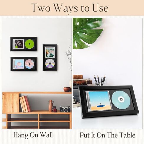 2 Pcs CD Display, 13.7" x 7.5" Polystyrene Box with Wall Hanger, Double Groove Record Album Frame, Home Decor (White) in Kuwait
