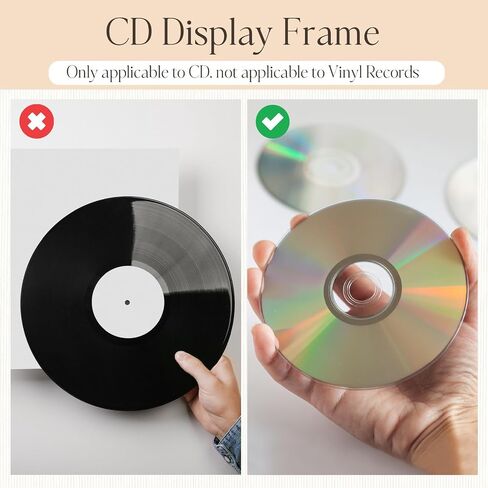 2 Pcs CD Display, 13.7" x 7.5" Polystyrene Box with Wall Hanger, Double Groove Record Album Frame, Home Decor (White) in Kuwait