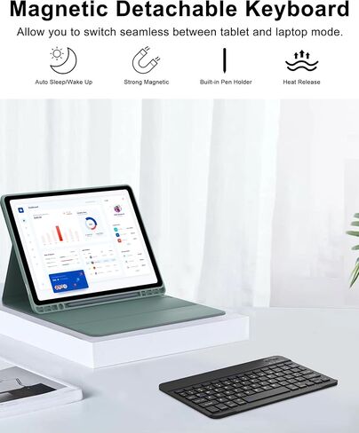 Keyboard Case for Samsung Tab S9 FE/S9 5G 2023, Galaxy Tab S9FE 10.9inch Keyboard with Smart Case, Magnetic Bluetooth Key Board for Samsung S9 11in Tablet, Slim Folio Case with Pen Holder, Gray White in Kuwait