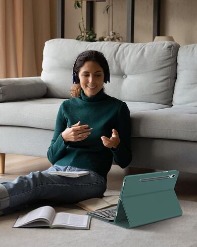 Keyboard Case for Samsung Tab S9 FE/S9 5G 2023, Galaxy Tab S9FE 10.9inch Keyboard with Smart Case, Magnetic Bluetooth Key Board for Samsung S9 11in Tablet, Slim Folio Case with Pen Holder, Gray White in Kuwait