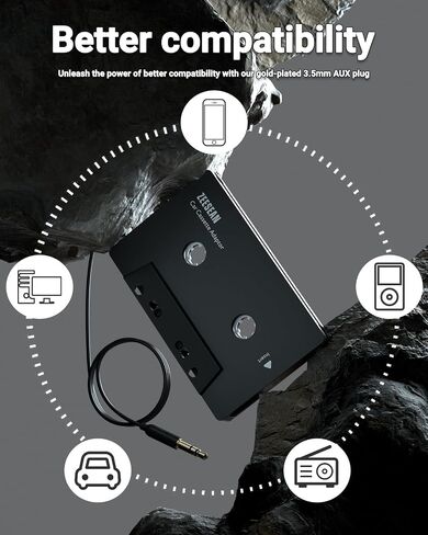 Car Bluetooth 5.1 Cassette Adapter Support TF Card, Wireless Cassette Aux Adapter, Car Audio Bluetooth Receiver, Tape Player Adapter for Vehicle in Saudi Arabia