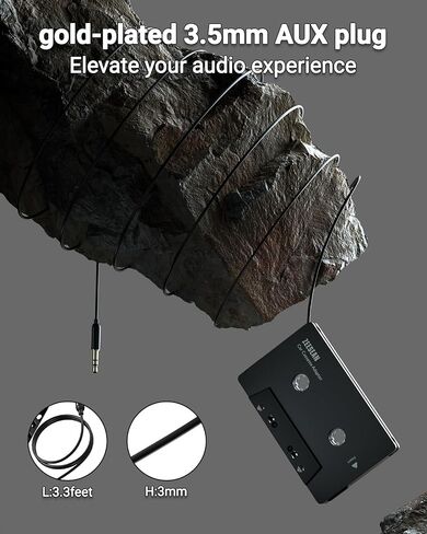 Car Bluetooth 5.1 Cassette Adapter Support TF Card, Wireless Cassette Aux Adapter, Car Audio Bluetooth Receiver, Tape Player Adapter for Vehicle in Saudi Arabia