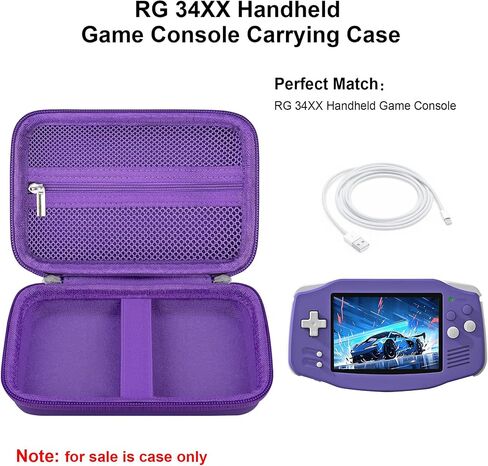 Elonbo Carrying Case for GiipGoop/Anbernic RG34XX Retro Handheld Game Consoles, RG34XX Classic Retro Gaming Console Portable Gaming Console Storage Bag, Linux System Games Organizer Holder, Purple in Saudi Arabia