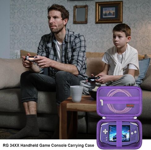 Elonbo Carrying Case for GiipGoop/Anbernic RG34XX Retro Handheld Game Consoles, RG34XX Classic Retro Gaming Console Portable Gaming Console Storage Bag, Linux System Games Organizer Holder, Purple in Saudi Arabia