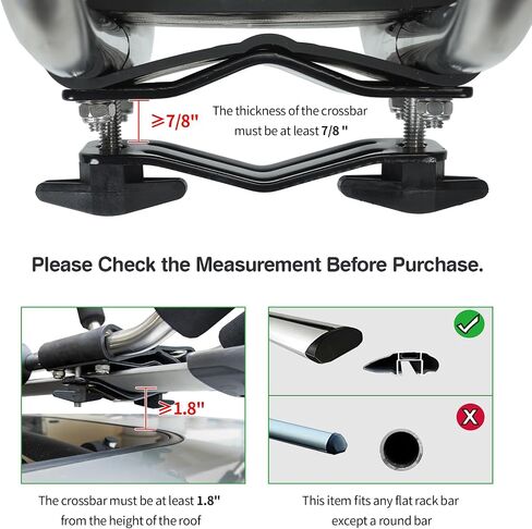 Leader Accessories Folding Kayak Roof Rack - 4 PCS/Set Heavy Duty Stainless Steel J Bars for Canoe, Surf Board, SUP - Mounts on Roof Crossbar with 4 Tie Down Straps, Fits Cars, SUVs, Trucks in Saudi Arabia