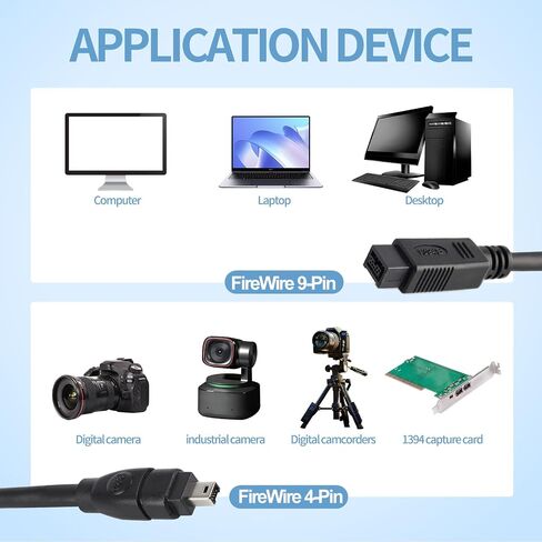 Firewire IEEE 1394 Cable 6ft ، Cable Ilink لـ Sony DV Handycam ، كاميرا الفيديو ، الكاميرا ، الطابعة ، محرك الأقراص الثابت in Kuwait
