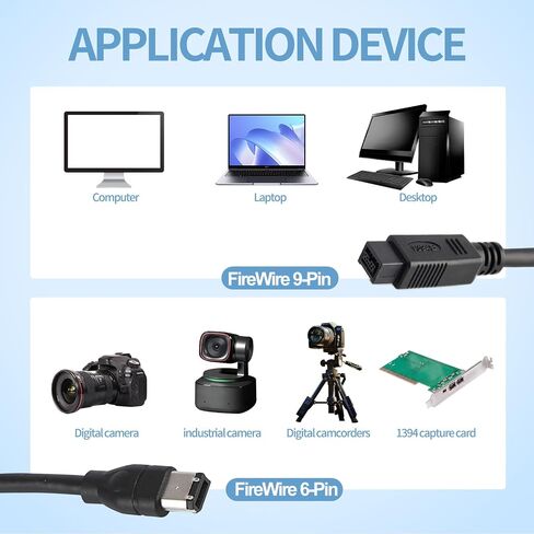 Firewire IEEE 1394 Cable 6ft ، Cable Ilink لـ Sony DV Handycam ، كاميرا الفيديو ، الكاميرا ، الطابعة ، محرك الأقراص الثابت in Kuwait