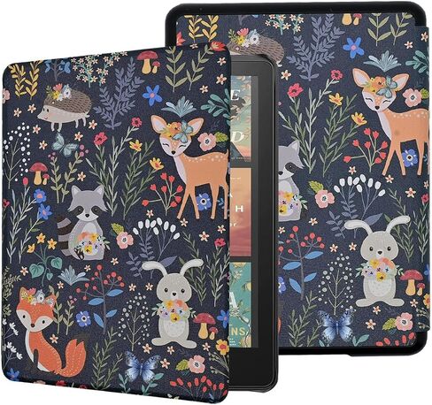 Case for 7" Kindle Paperwhite 12th Gen and Kindle Colorsoft Signature Edition (2024 Release), PU Leather Protective Cover, Auto Sleep Wake and Hand Strap, Basketball with Fire Water in Kuwait