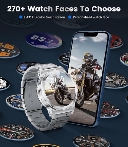 LIGE Military Smart Watch for Men(Answer/Make Call),1.43" HD AMOLED Rugged Smartwatch for iPhone Android Phone,Fitness Watch,Black Sport Watch with 120+ Sport Modes/5ATM Waterproof/Heart Rate in Saudi Arabia