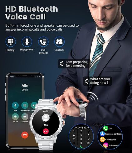 LIGE Military Smart Watch for Men(Answer/Make Call),1.43" HD AMOLED Rugged Smartwatch for iPhone Android Phone,Fitness Watch,Black Sport Watch with 120+ Sport Modes/5ATM Waterproof/Heart Rate in Saudi Arabia